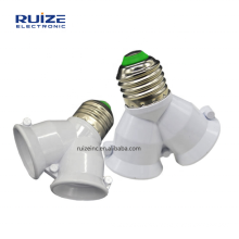 White Color Fireproof Material Converter Socket Conversion Light Bulb Base E27 To 2 E27 Lamp Holder Converter